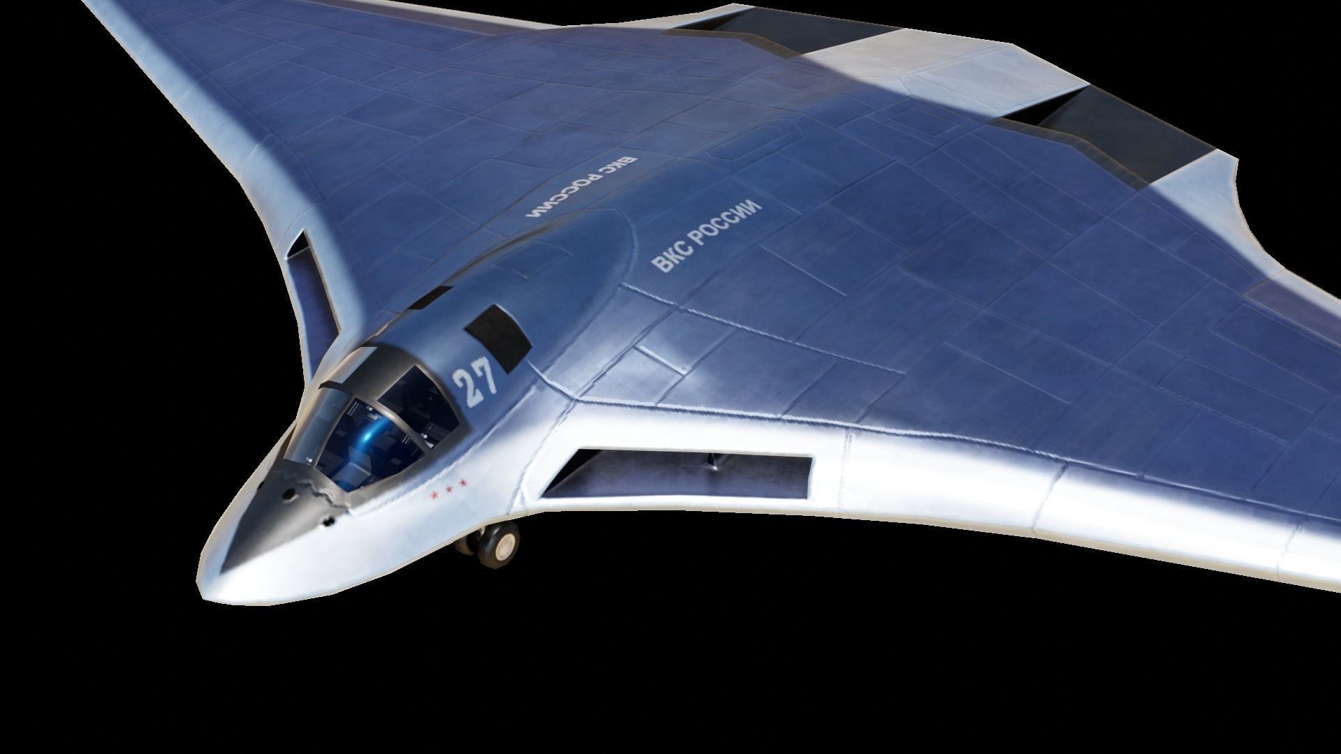 Tupolev PAK DA- Concept Russian Bomber Low-poly 3D model_5