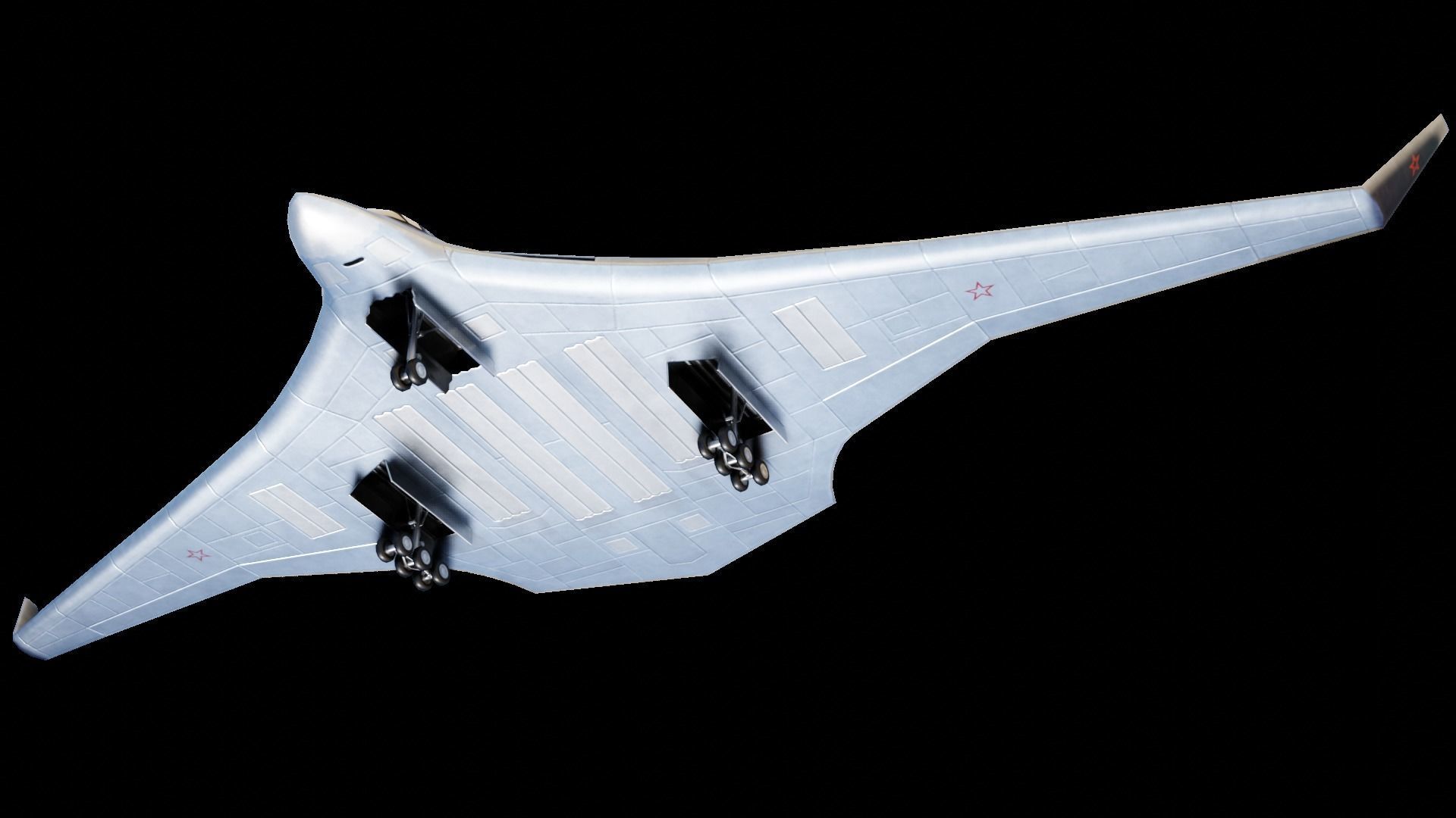 Tupolev PAK DA- Concept Russian Bomber Low-poly 3D model_7