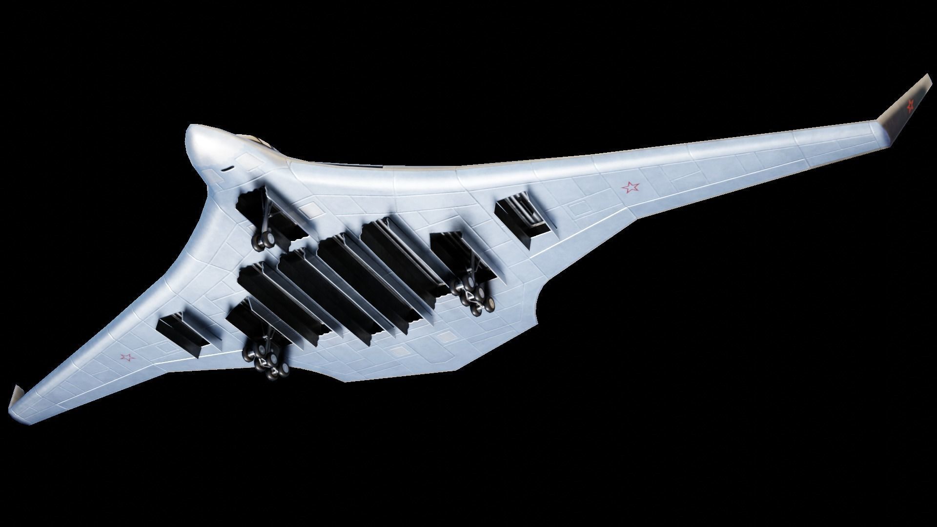 Tupolev PAK DA- Concept Russian Bomber Low-poly 3D model_8