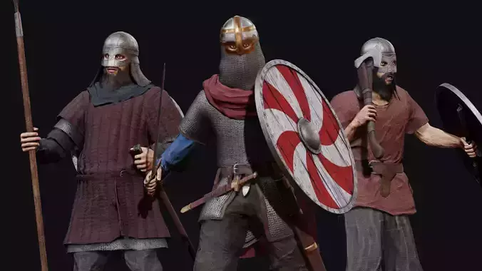 Vikings Low-poly 3D model