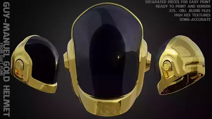 Daft Punk Guy-Manuel Gold Helmet 3D print model