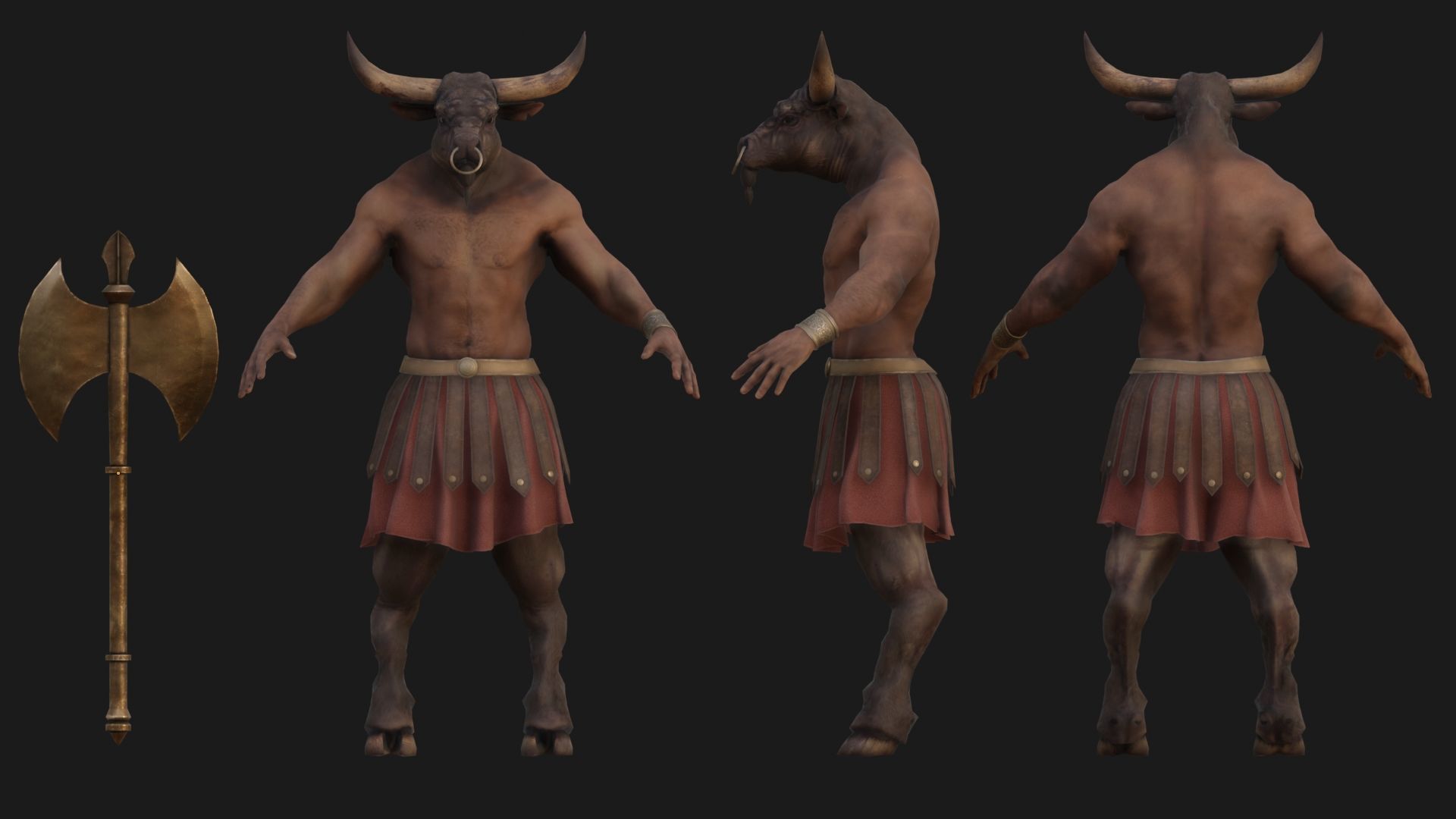 Minotaur Low-poly 3D model_1