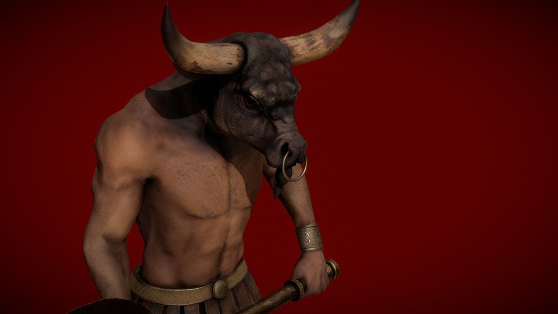 Minotaur Low-poly 3D model_13