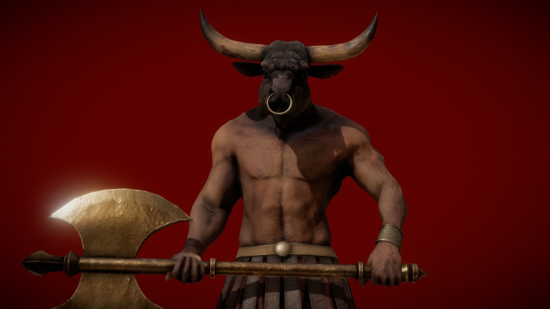 Minotaur Low-poly 3D model_12