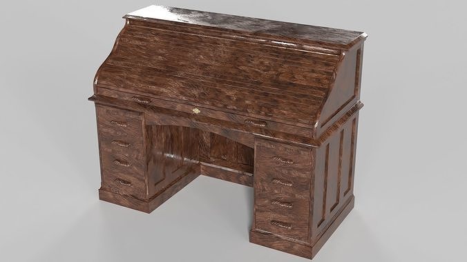 Roll Top Writing Desk 3D model 4