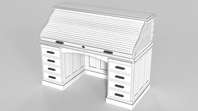 Roll Top Writing Desk 3D model 5