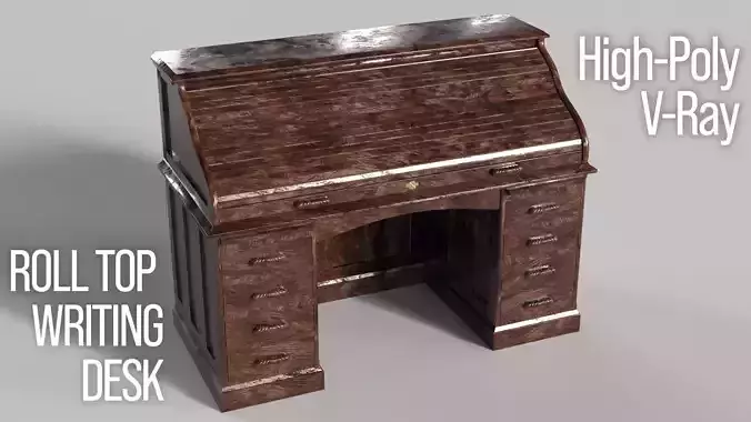 Roll Top Writing Desk 3D model