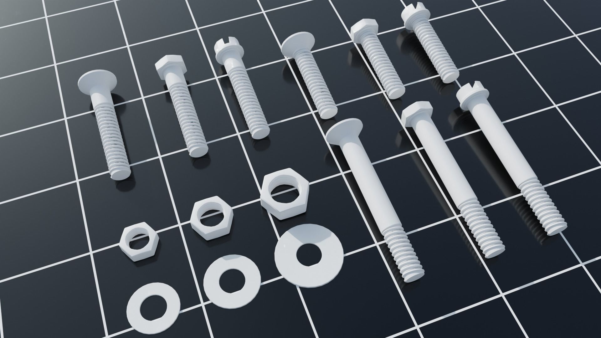 Screws and nuts Set  3D model_1
