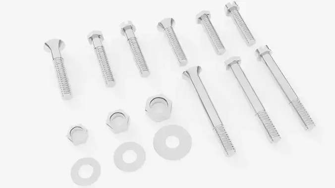 Screws and nuts Set  3D model Screws and nuts Set  3D model