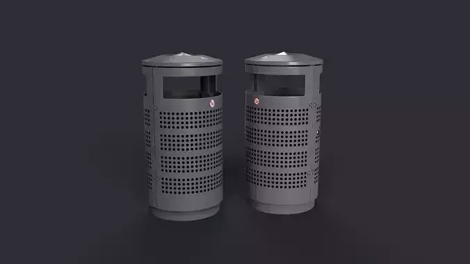 Street Trash Can 14 PBR Game Ready Low-poly 3D model
