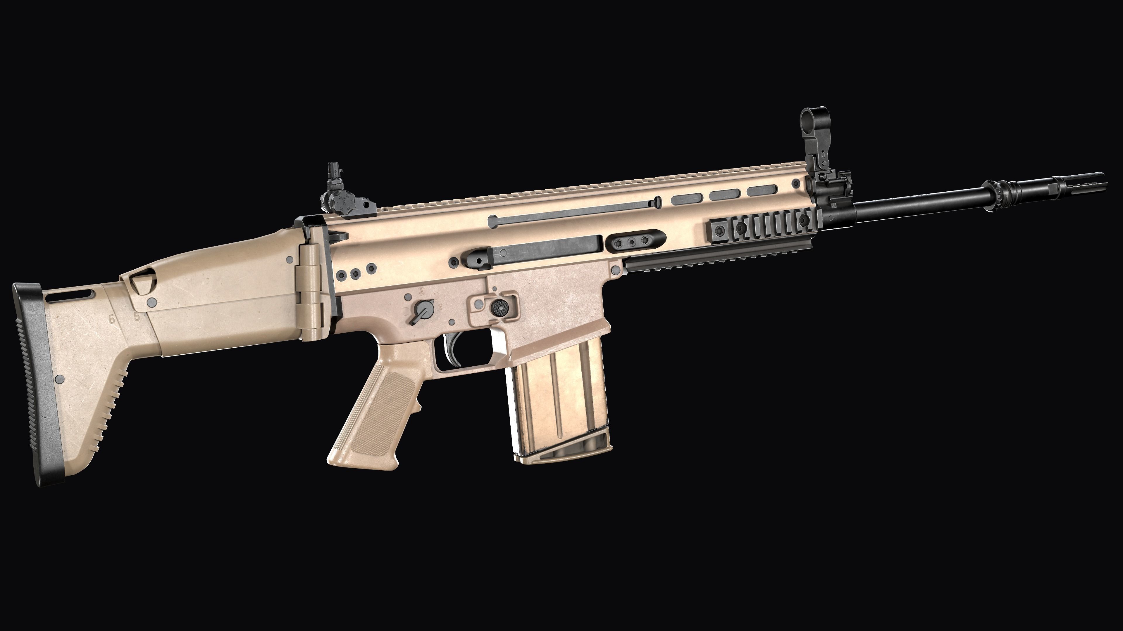 modular assault rifle FN SCAR-H mk 17 Low-poly 3D model_7