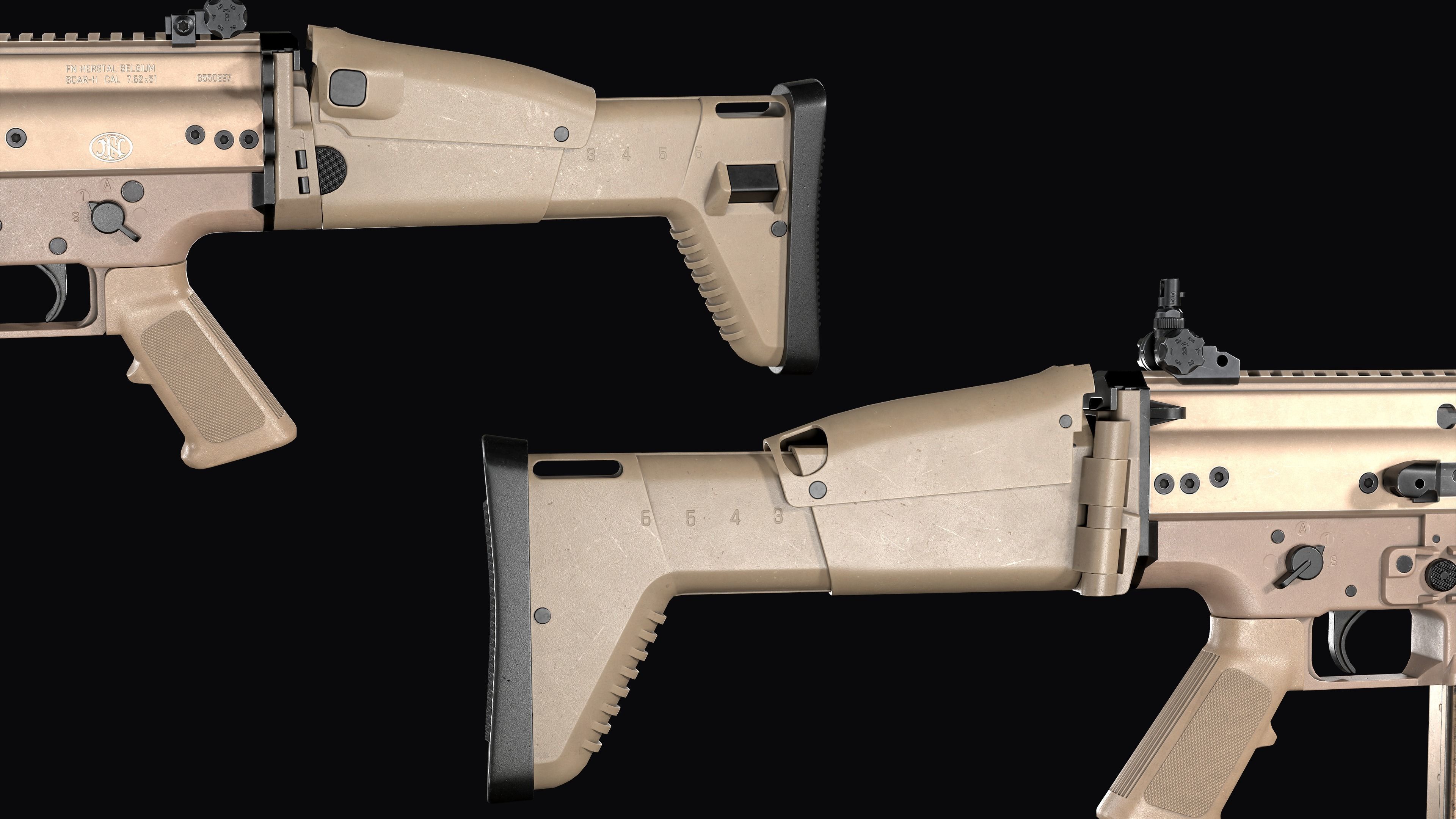 modular assault rifle FN SCAR-H mk 17 Low-poly 3D model_18