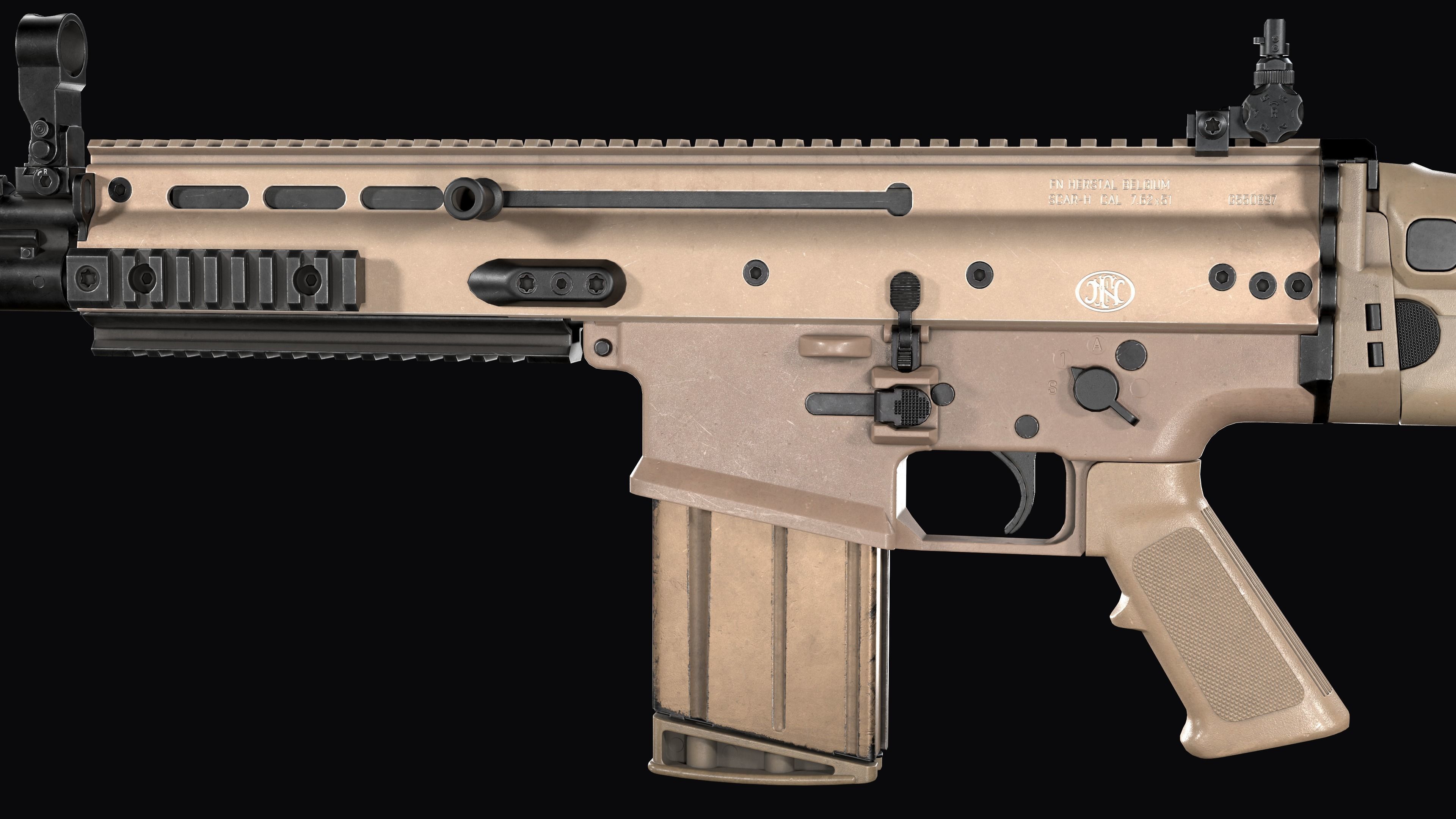 modular assault rifle FN SCAR-H mk 17 Low-poly 3D model_11