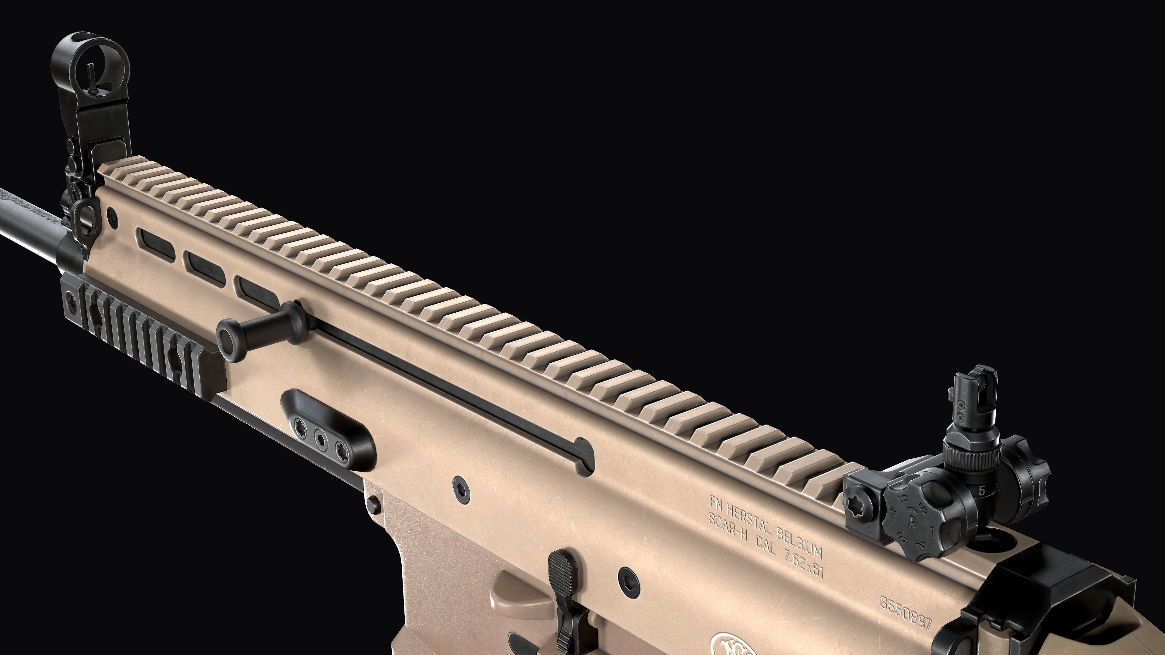 modular assault rifle FN SCAR-H mk 17 Low-poly 3D model_17
