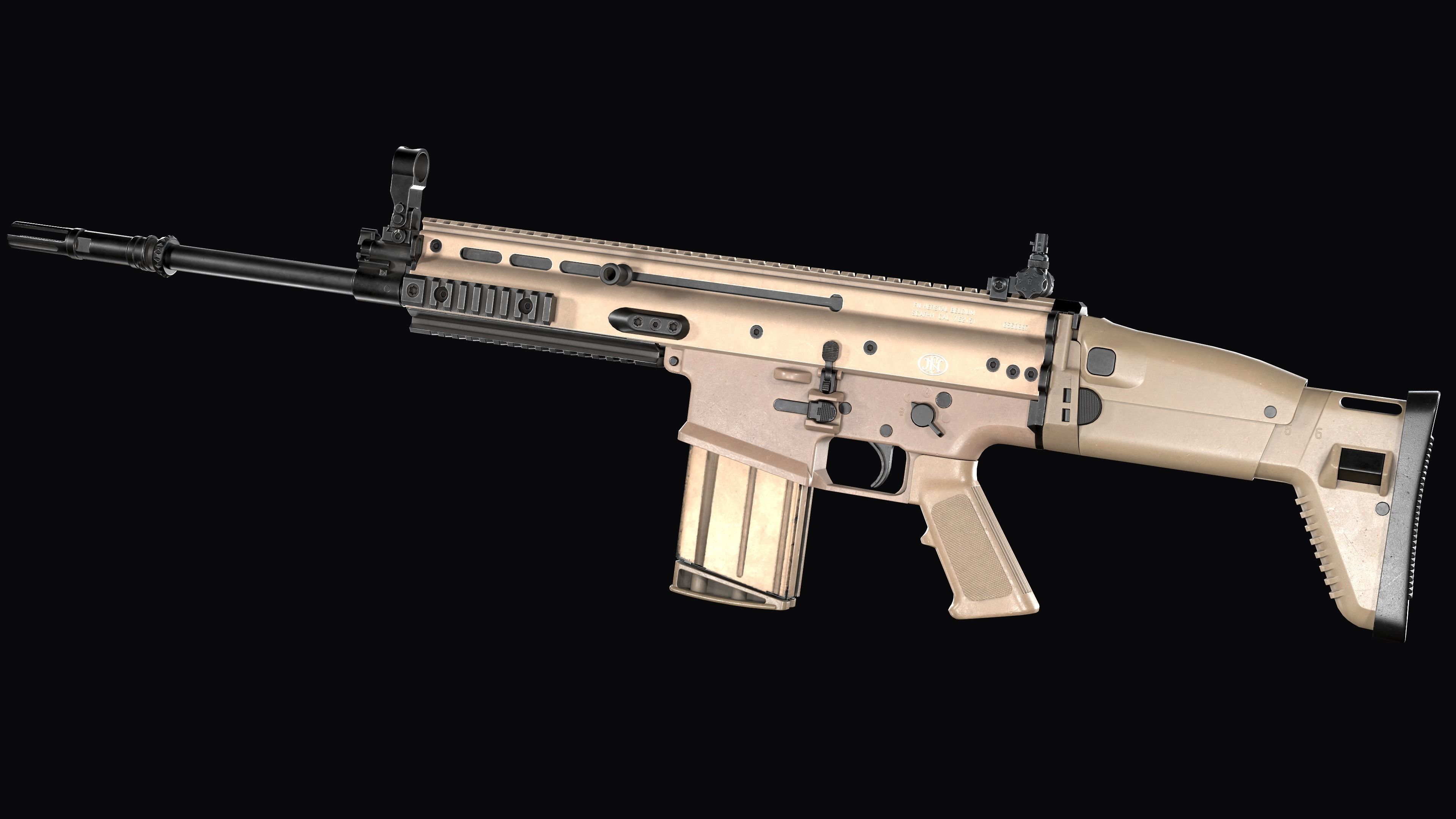 modular assault rifle FN SCAR-H mk 17 Low-poly 3D model_9