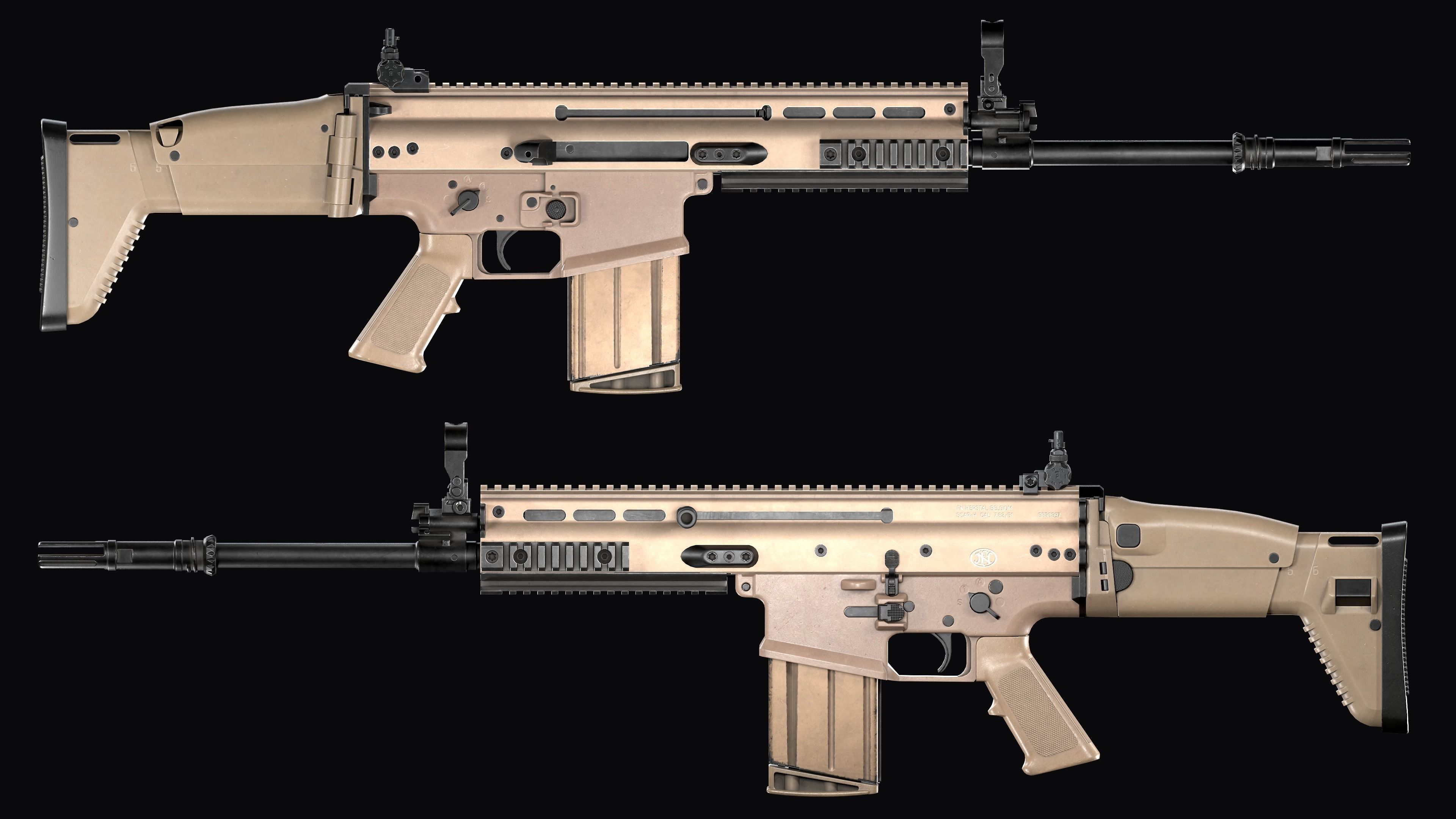 modular assault rifle FN SCAR-H mk 17 Low-poly 3D model_24