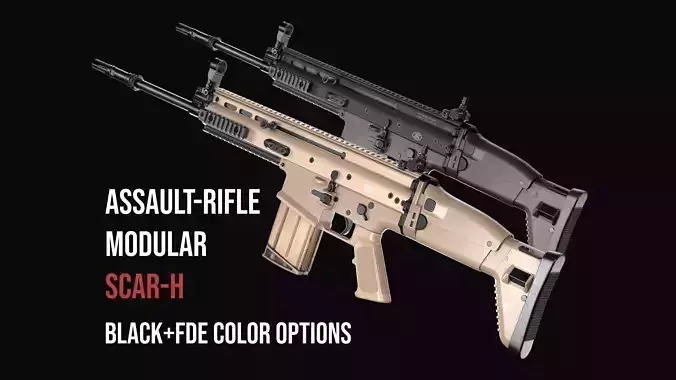 modular assault rifle FN SCAR-H mk 17 Low-poly 3D model