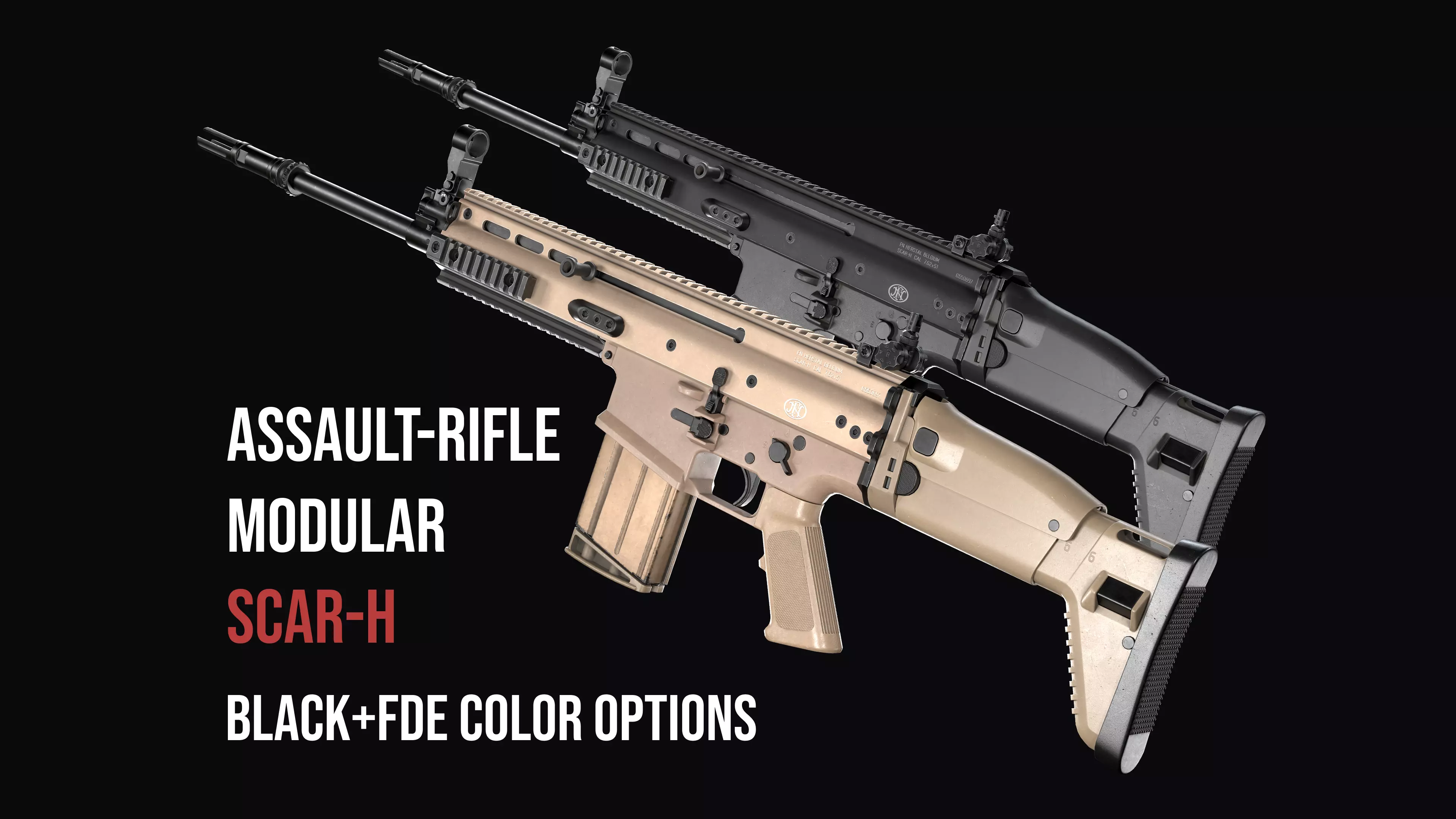 modular assault rifle FN SCAR-H mk 17 Low-poly 3D model_0