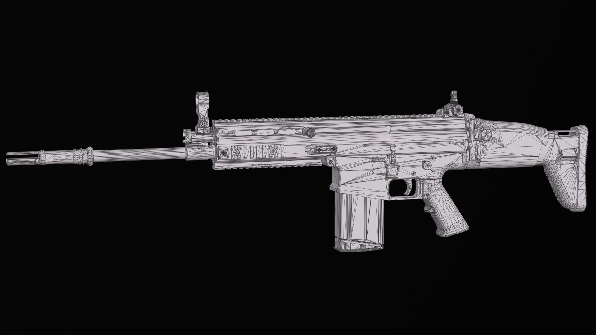 modular assault rifle FN SCAR-H mk 17 Low-poly 3D model_28