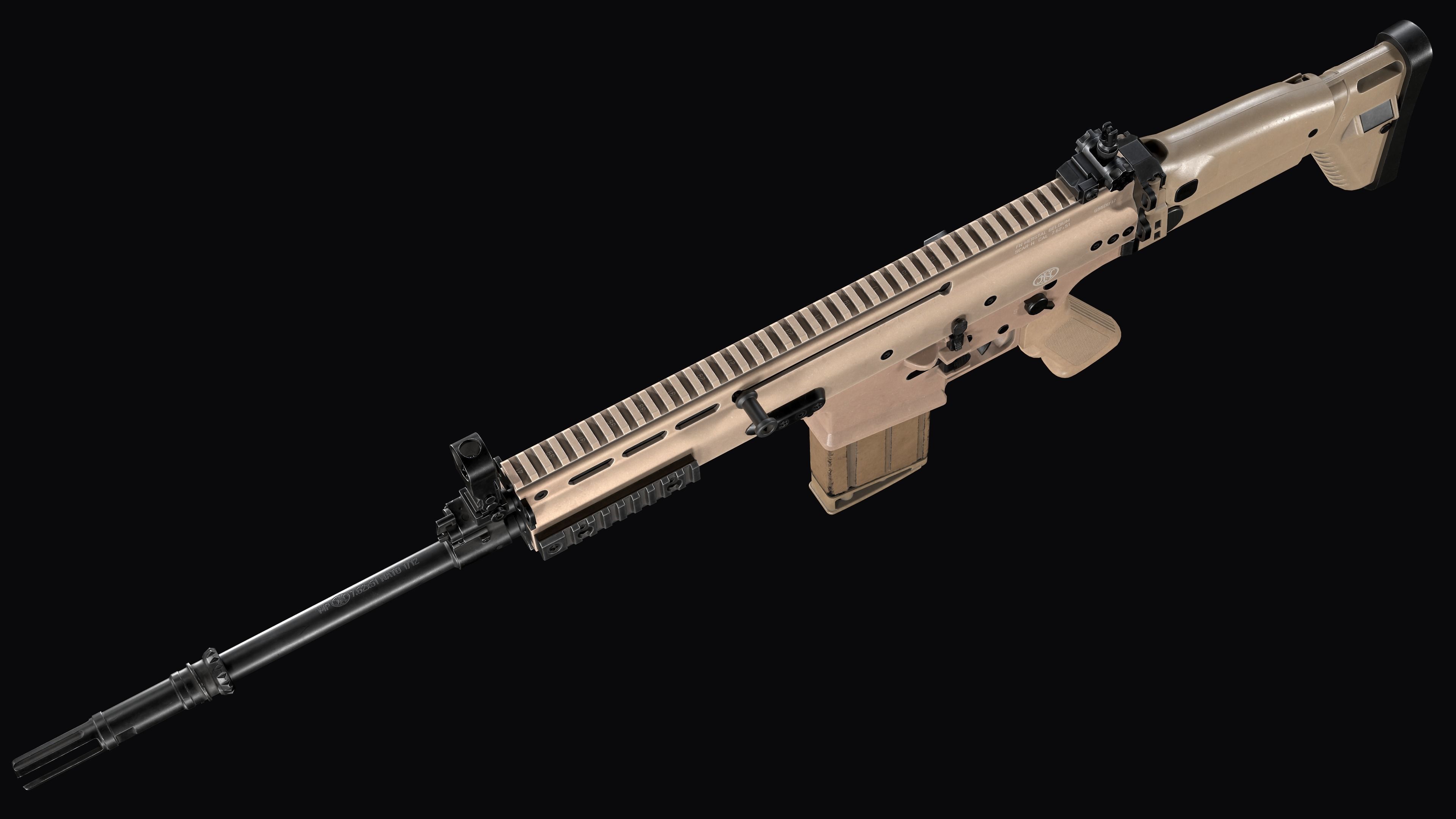 modular assault rifle FN SCAR-H mk 17 Low-poly 3D model_10