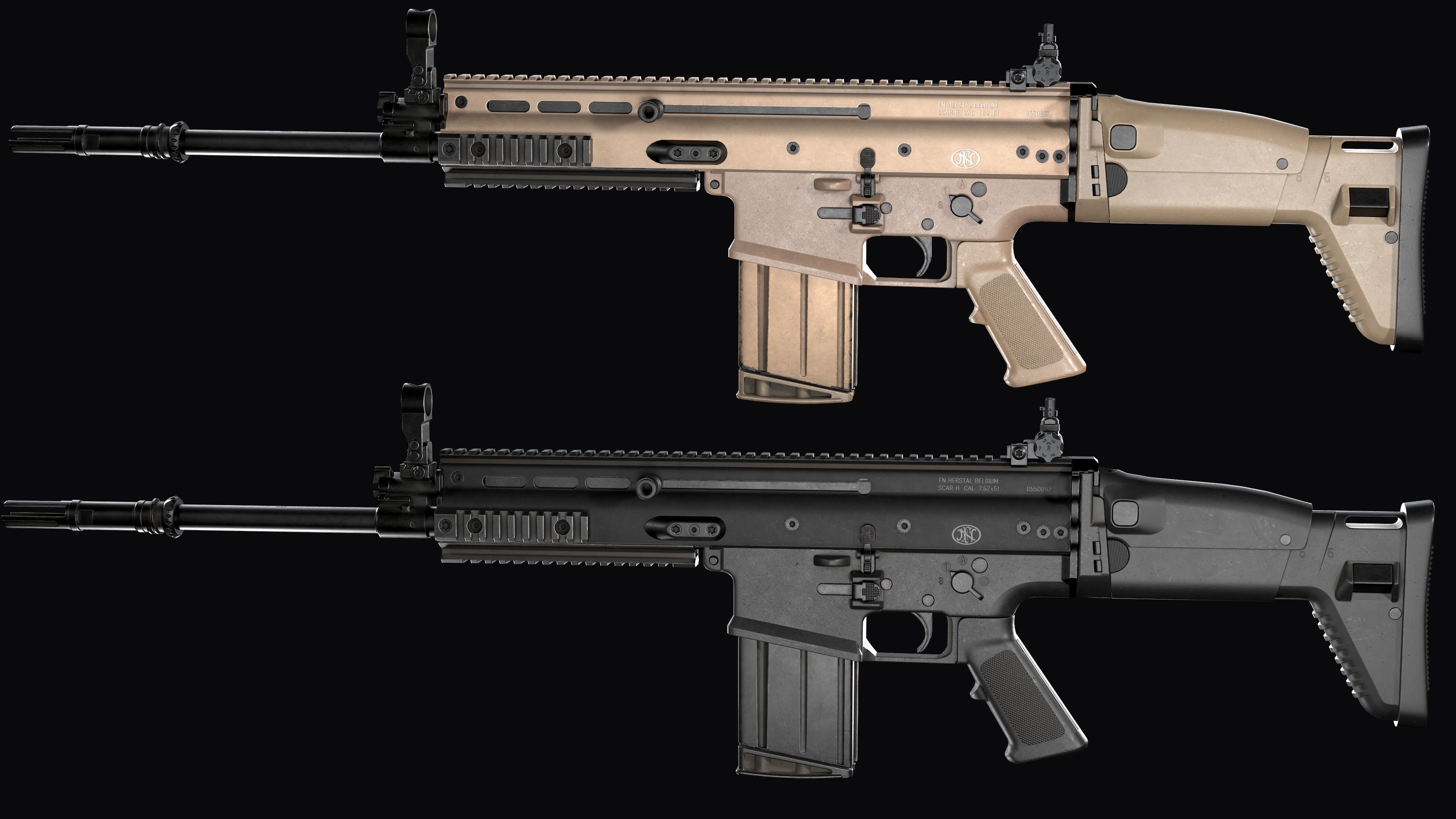 modular assault rifle FN SCAR-H mk 17 Low-poly 3D model_3