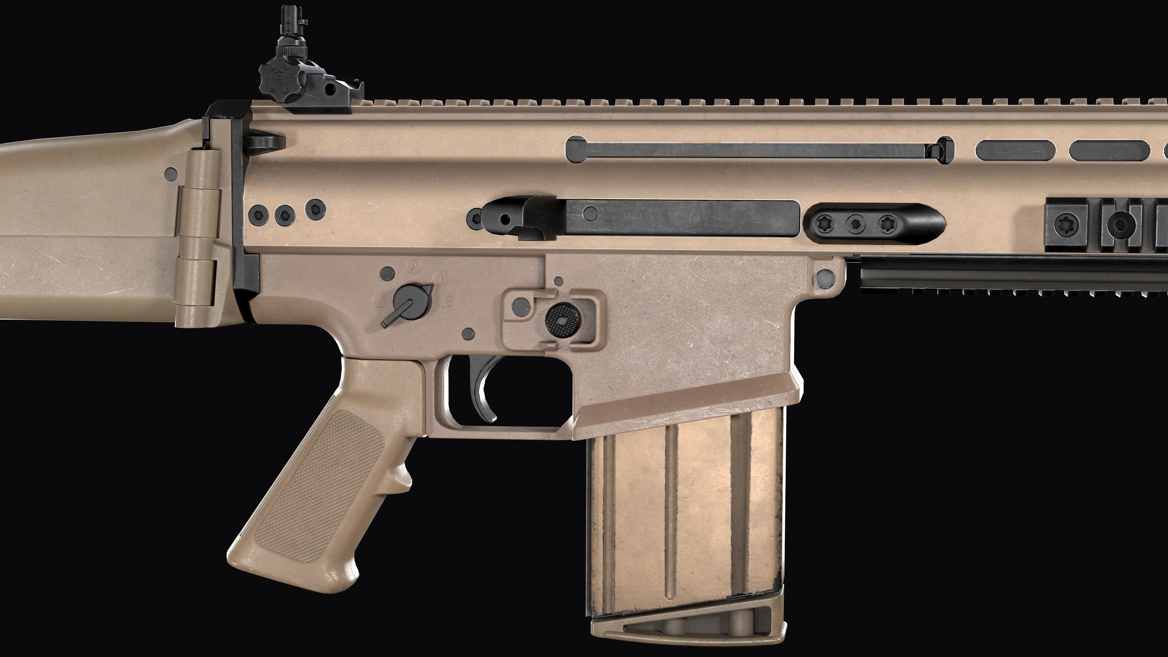 modular assault rifle FN SCAR-H mk 17 Low-poly 3D model_13