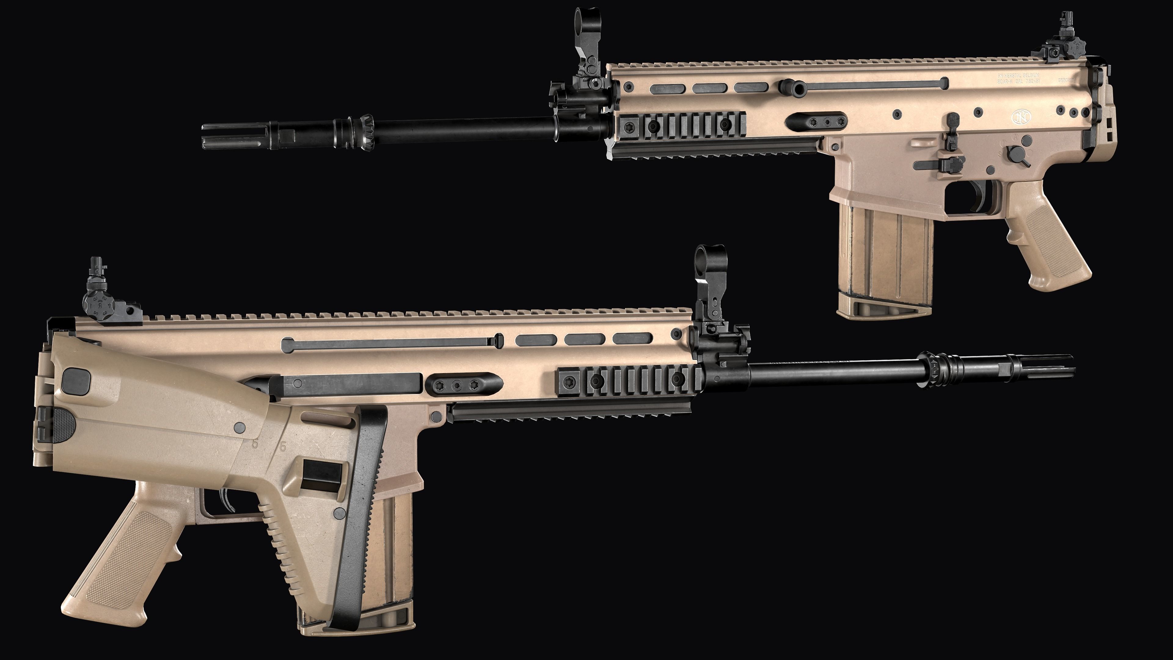 modular assault rifle FN SCAR-H mk 17 Low-poly 3D model_20