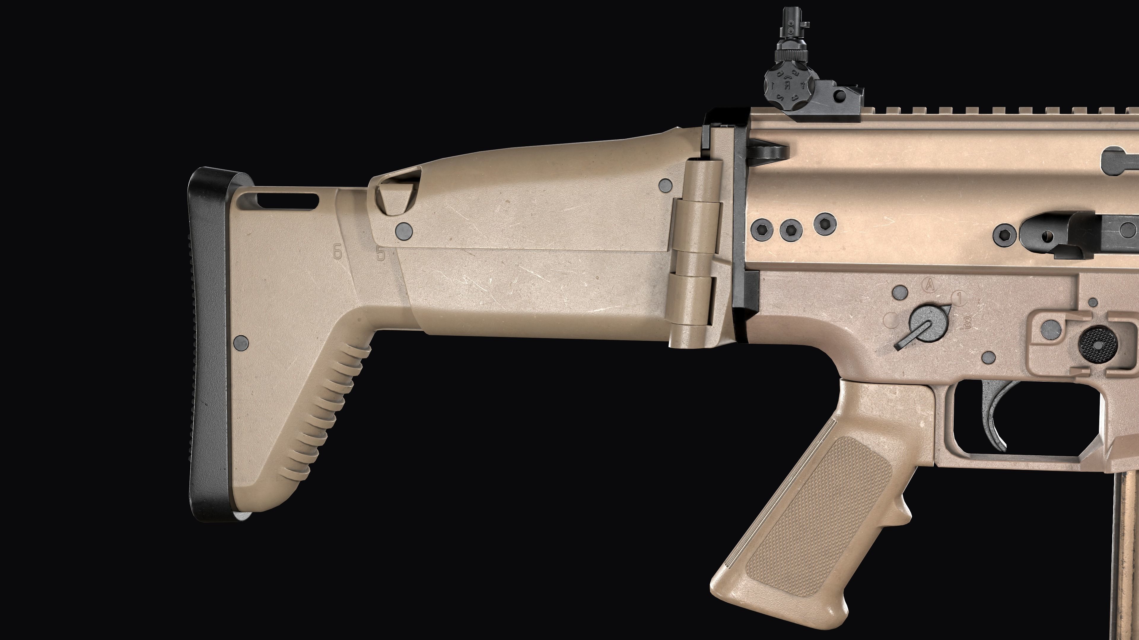 modular assault rifle FN SCAR-H mk 17 Low-poly 3D model_14