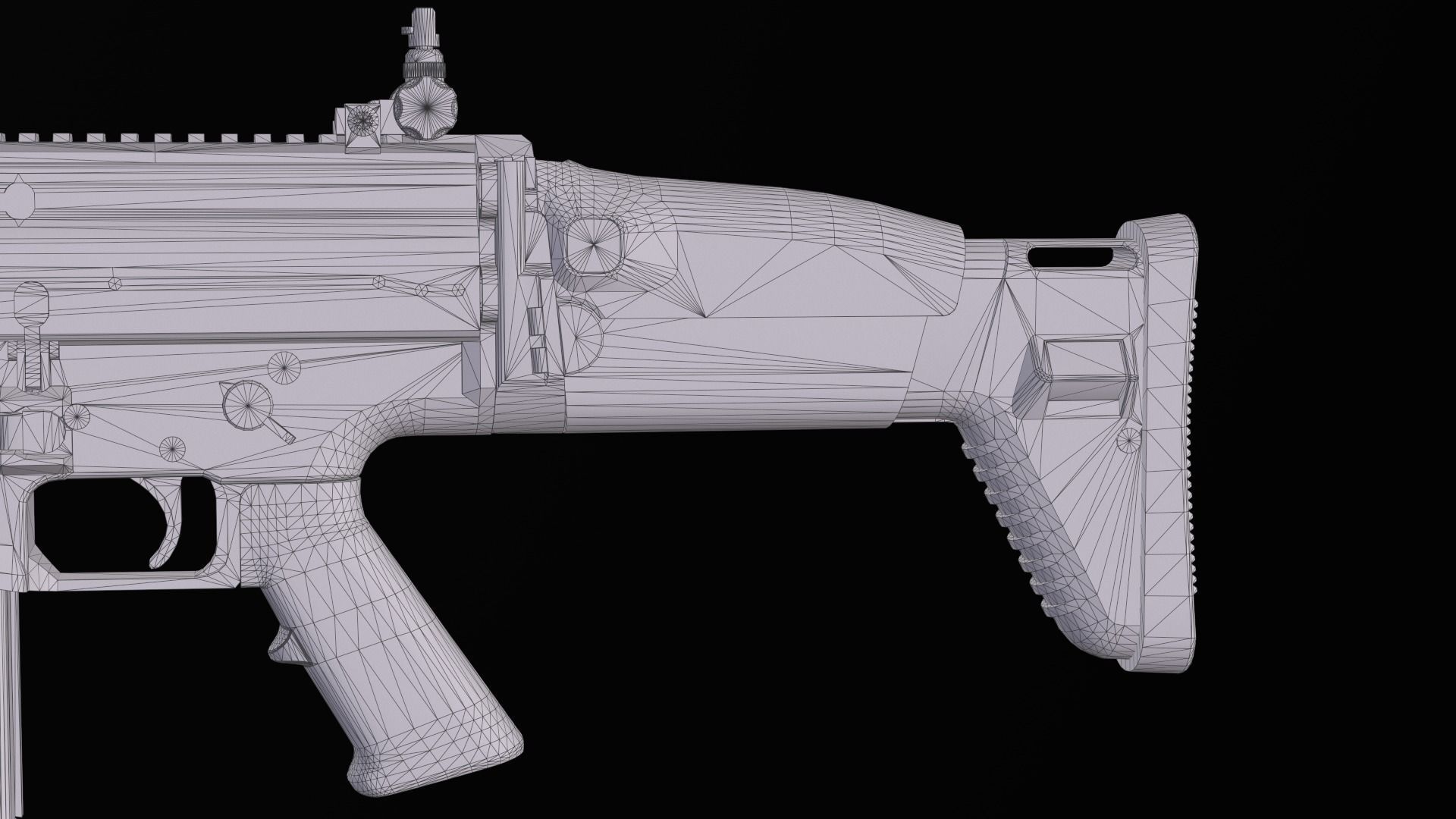 modular assault rifle FN SCAR-H mk 17 Low-poly 3D model_31