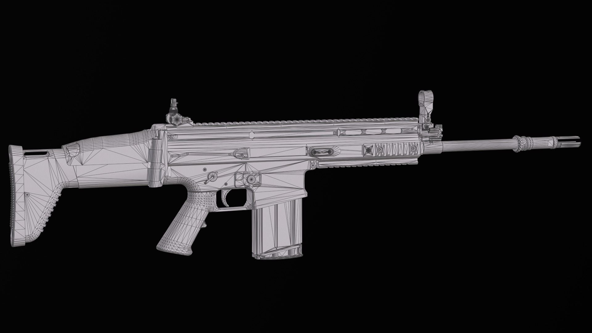modular assault rifle FN SCAR-H mk 17 Low-poly 3D model_29