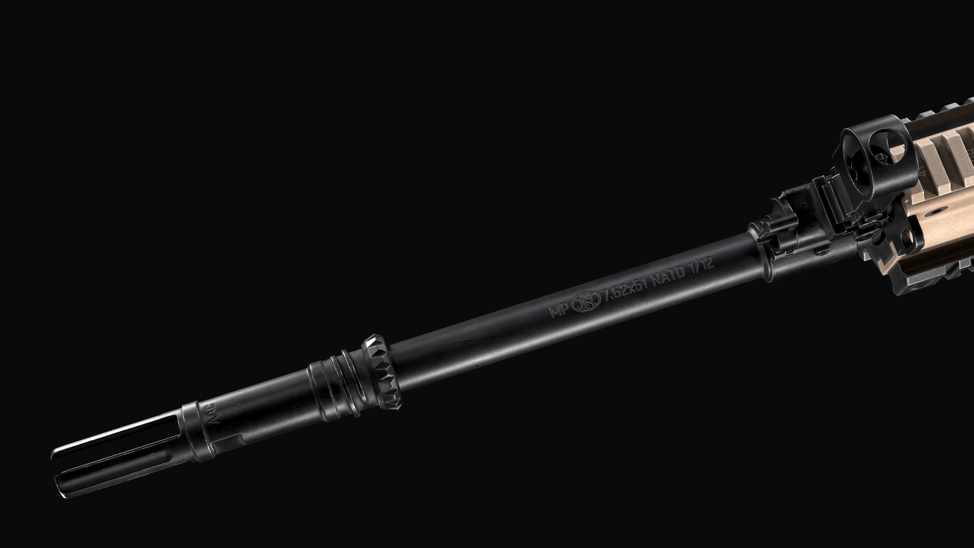 modular assault rifle FN SCAR-H mk 17 Low-poly 3D model_16