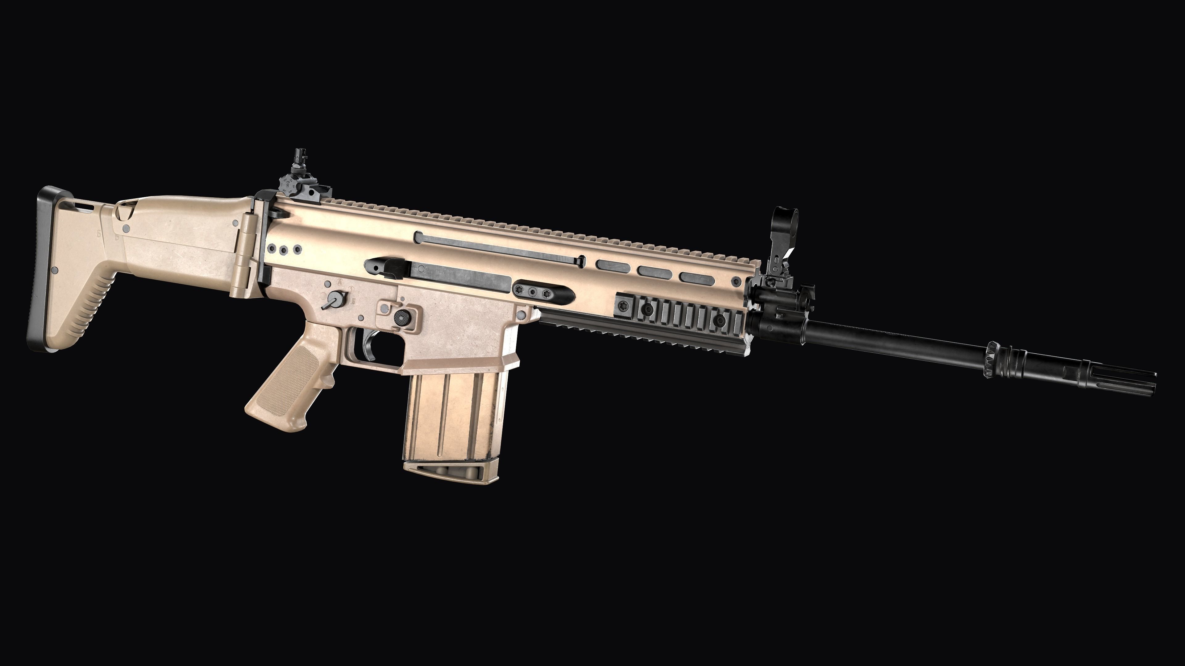 modular assault rifle FN SCAR-H mk 17 Low-poly 3D model_8