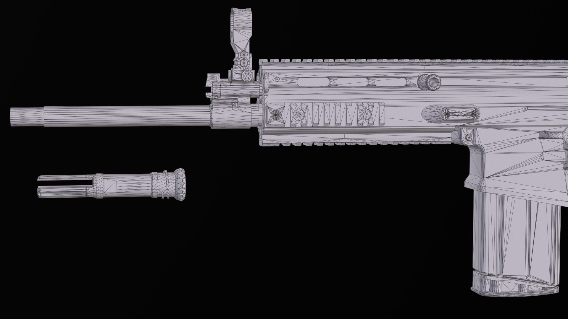 modular assault rifle FN SCAR-H mk 17 Low-poly 3D model_30