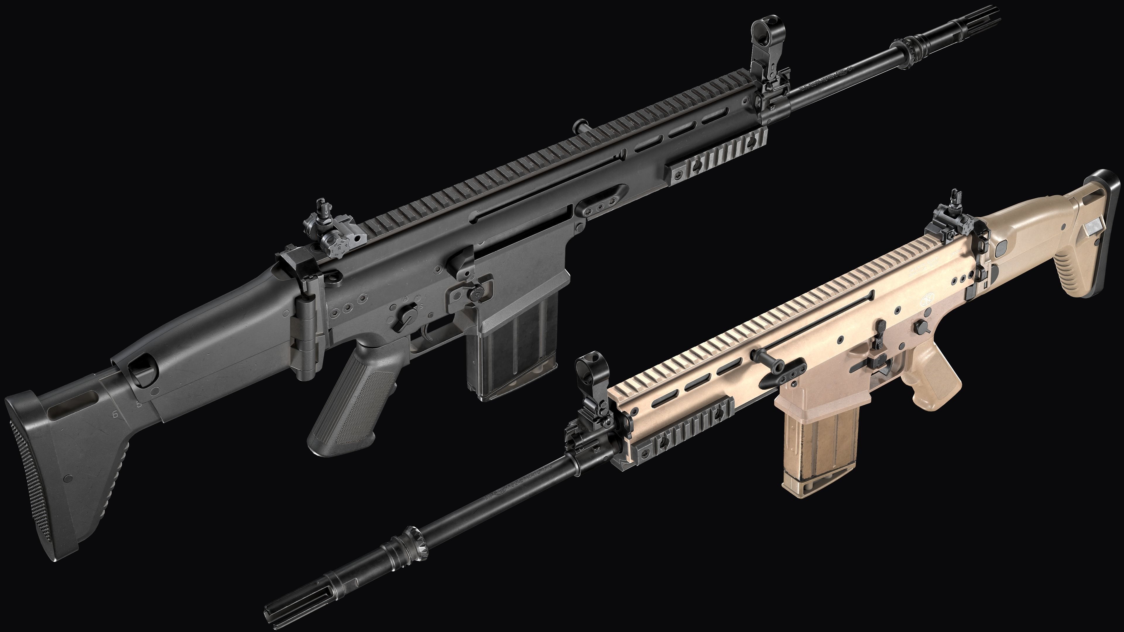 modular assault rifle FN SCAR-H mk 17 Low-poly 3D model_6