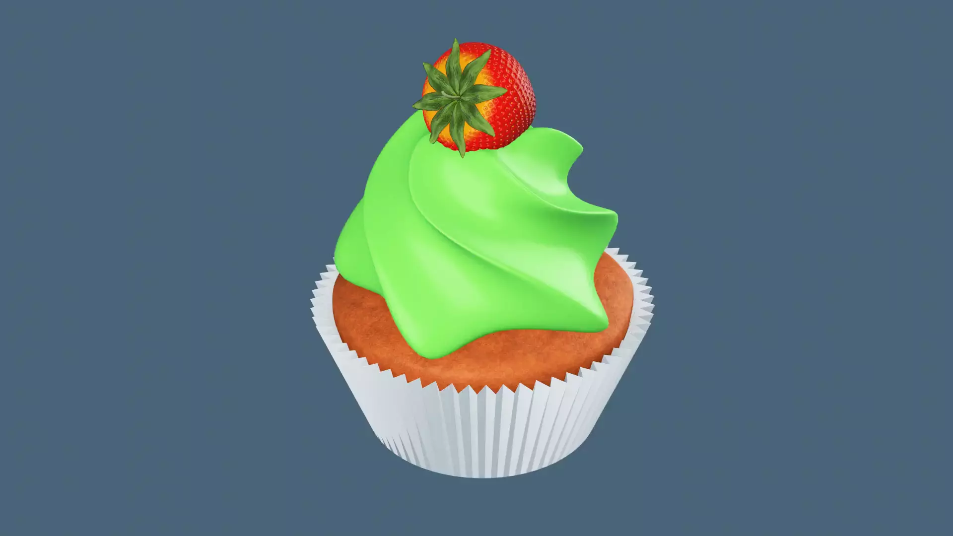 Strawberry Cream Cupcake 3D model