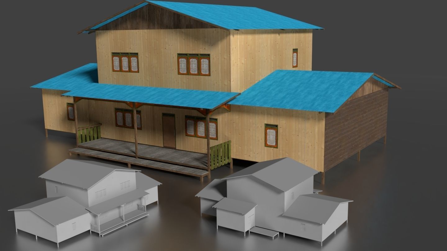 Rumah Kayu Panggung Tingkat 001-010 FBX 3D model_3