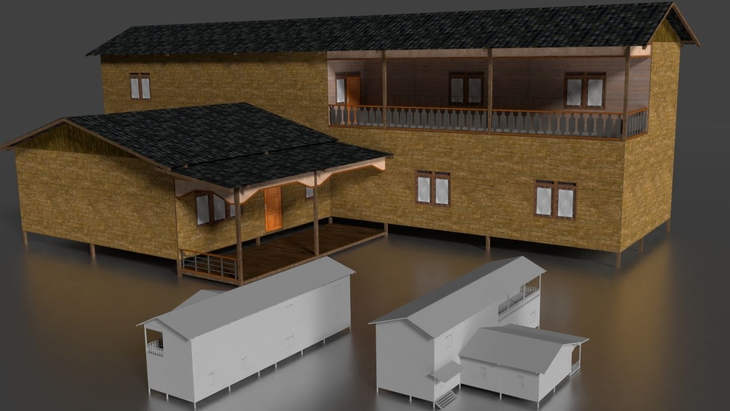 Rumah Kayu Panggung Tingkat 001-010 FBX 3D model_5