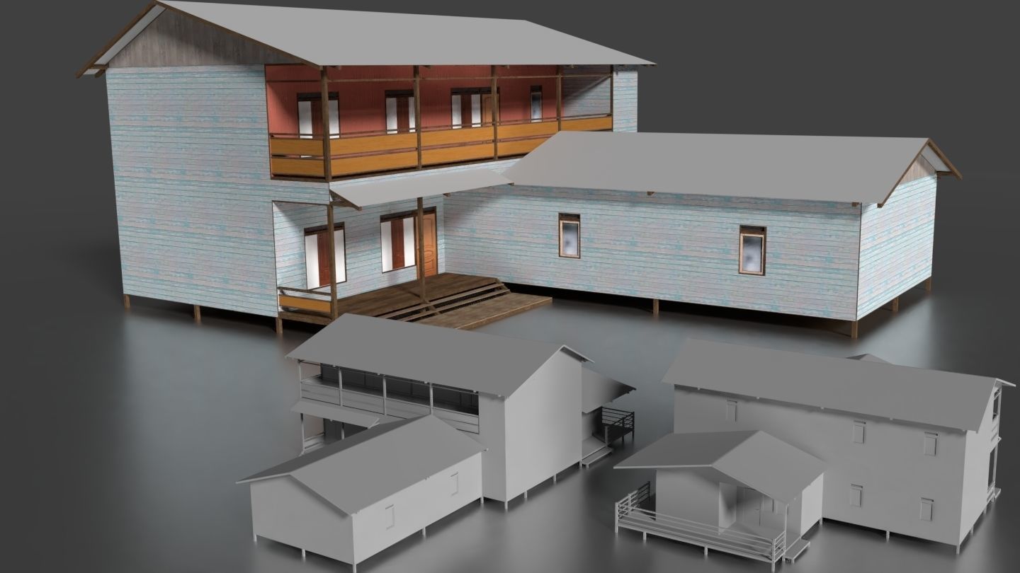 Rumah Kayu Panggung Tingkat 001-010 FBX 3D model_7
