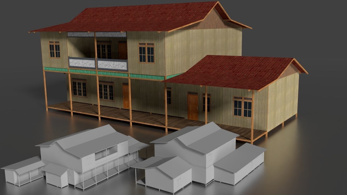 Rumah Kayu Panggung Tingkat 001-010 FBX 3D model_9