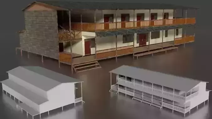 Rumah Kayu Panggung Tingkat 001-010 FBX