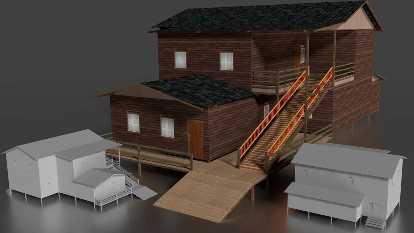 Rumah Kayu Panggung Tingkat 001-010 FBX 3D model_8