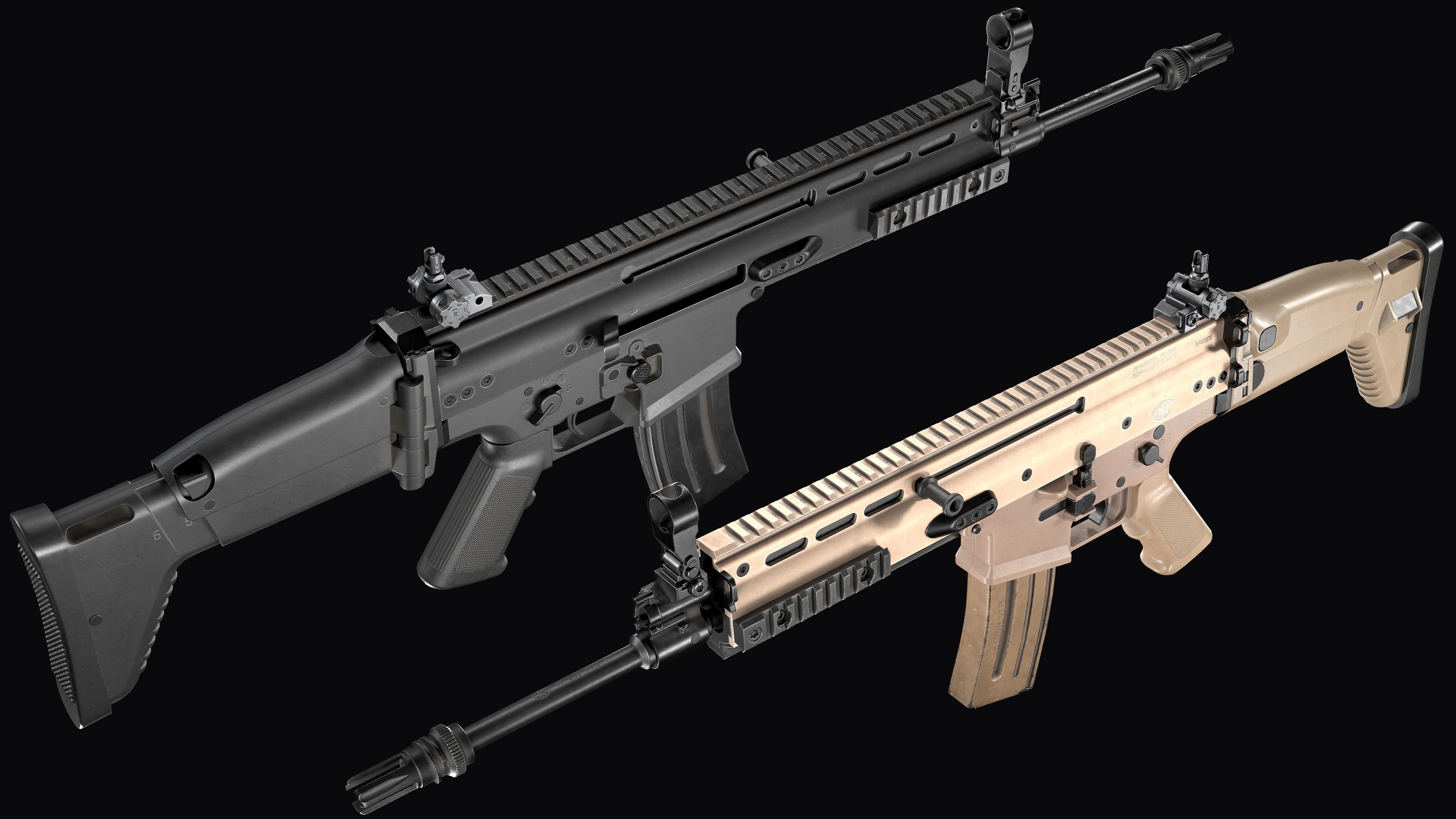 modular assault rifle FN SCAR-L mk 16 Low-poly 3D model_6