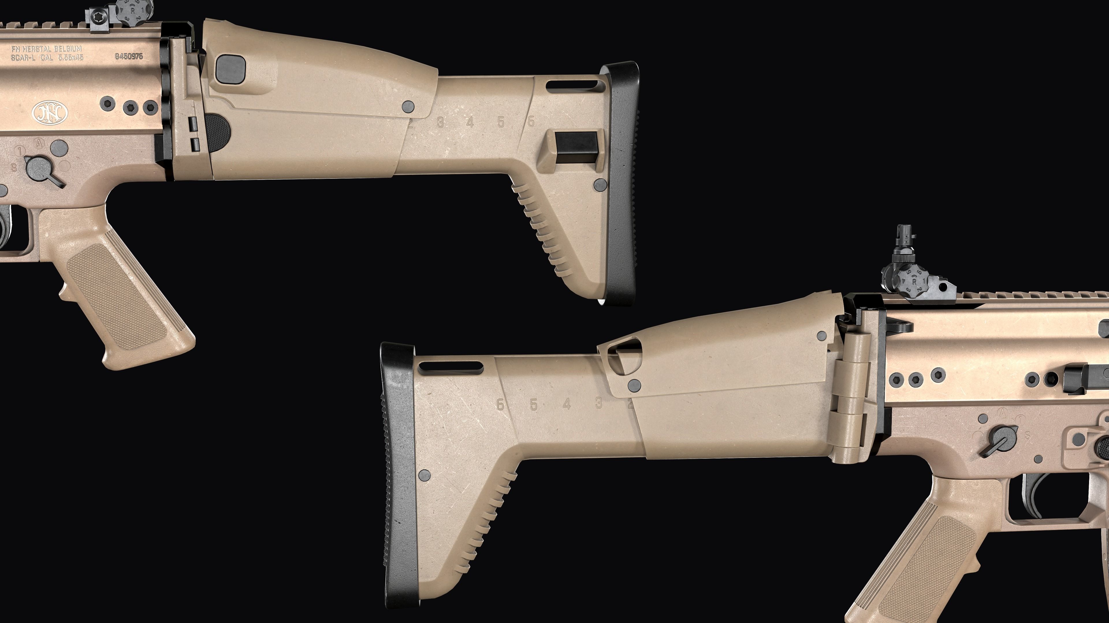 modular assault rifle FN SCAR-L mk 16 Low-poly 3D model_19