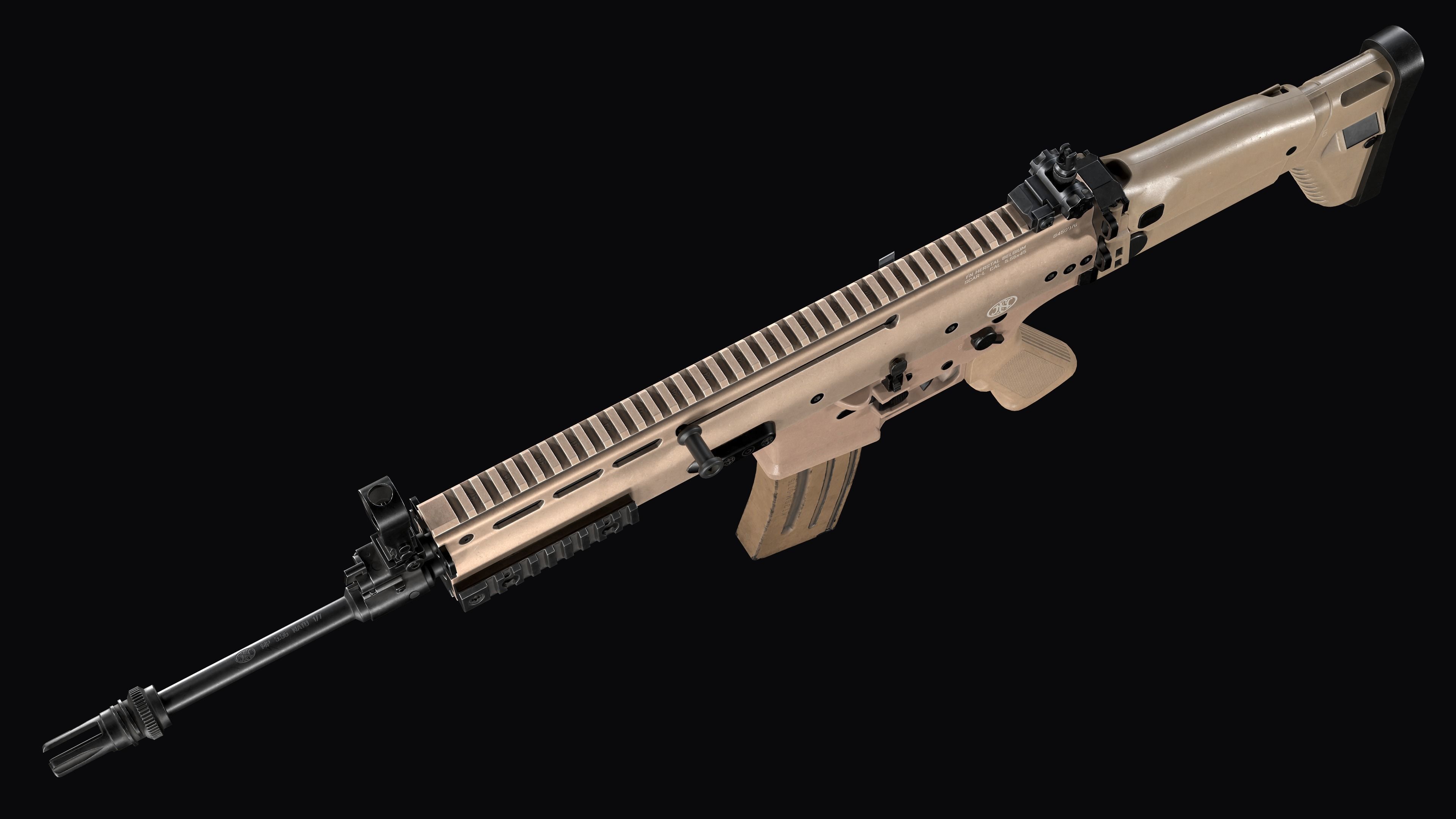 modular assault rifle FN SCAR-L mk 16 Low-poly 3D model_11
