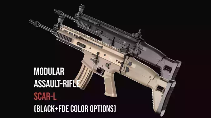 modular assault rifle FN SCAR-L mk 16 Low-poly 3D model