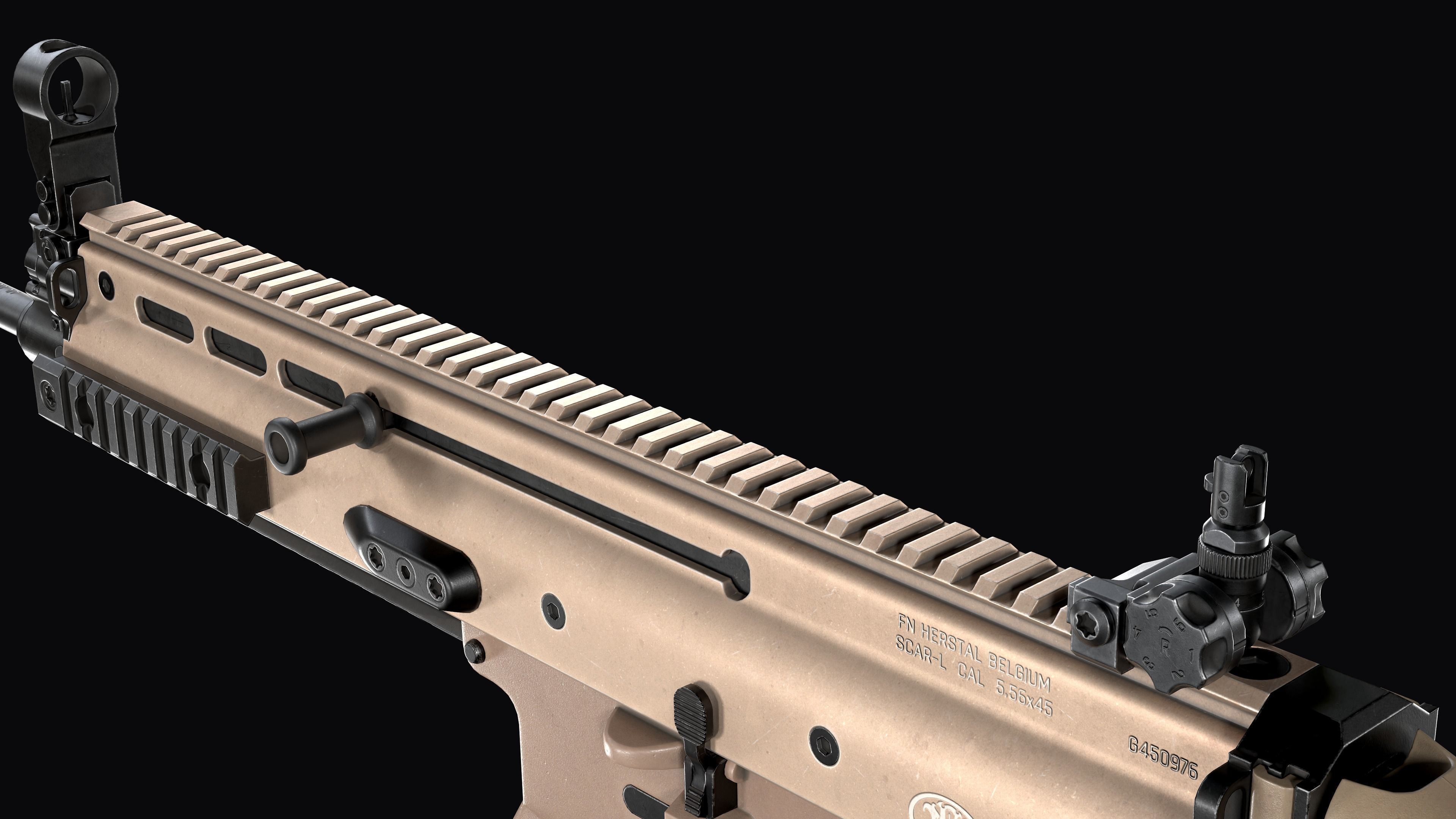 modular assault rifle FN SCAR-L mk 16 Low-poly 3D model_18
