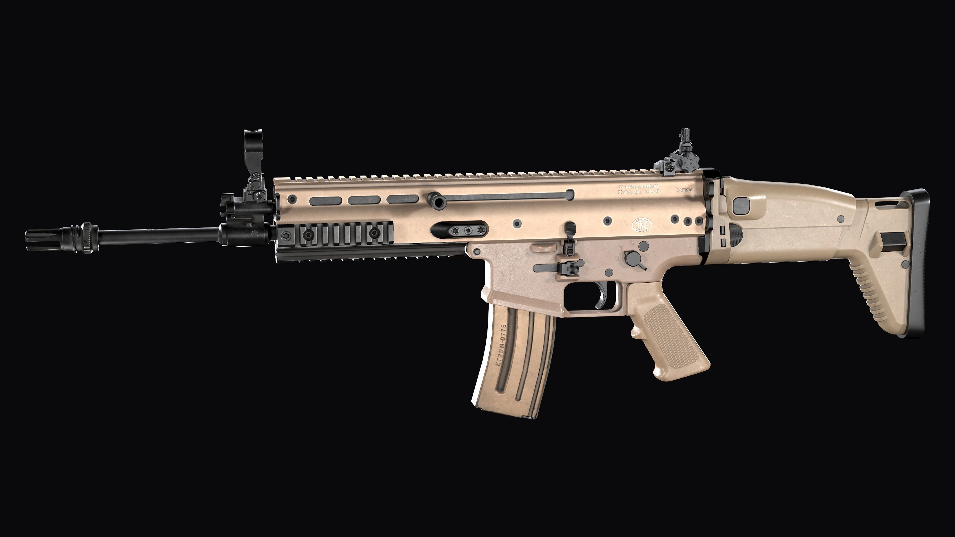 modular assault rifle FN SCAR-L mk 16 Low-poly 3D model_7