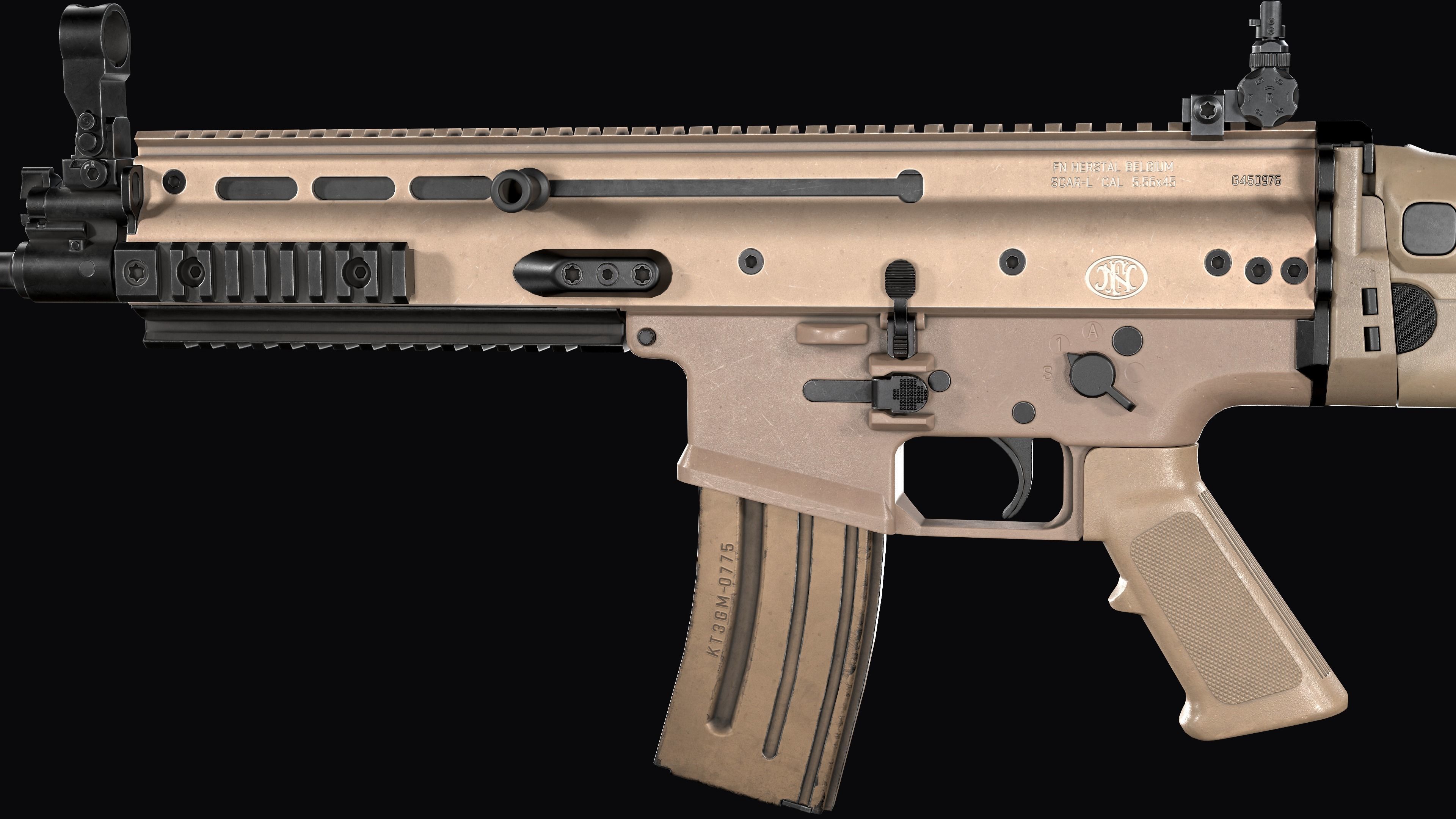 modular assault rifle FN SCAR-L mk 16 Low-poly 3D model_12