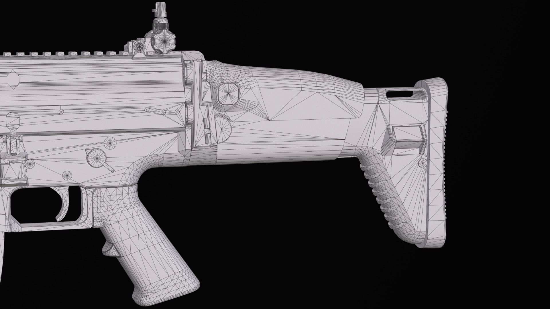 modular assault rifle FN SCAR-L mk 16 Low-poly 3D model_32