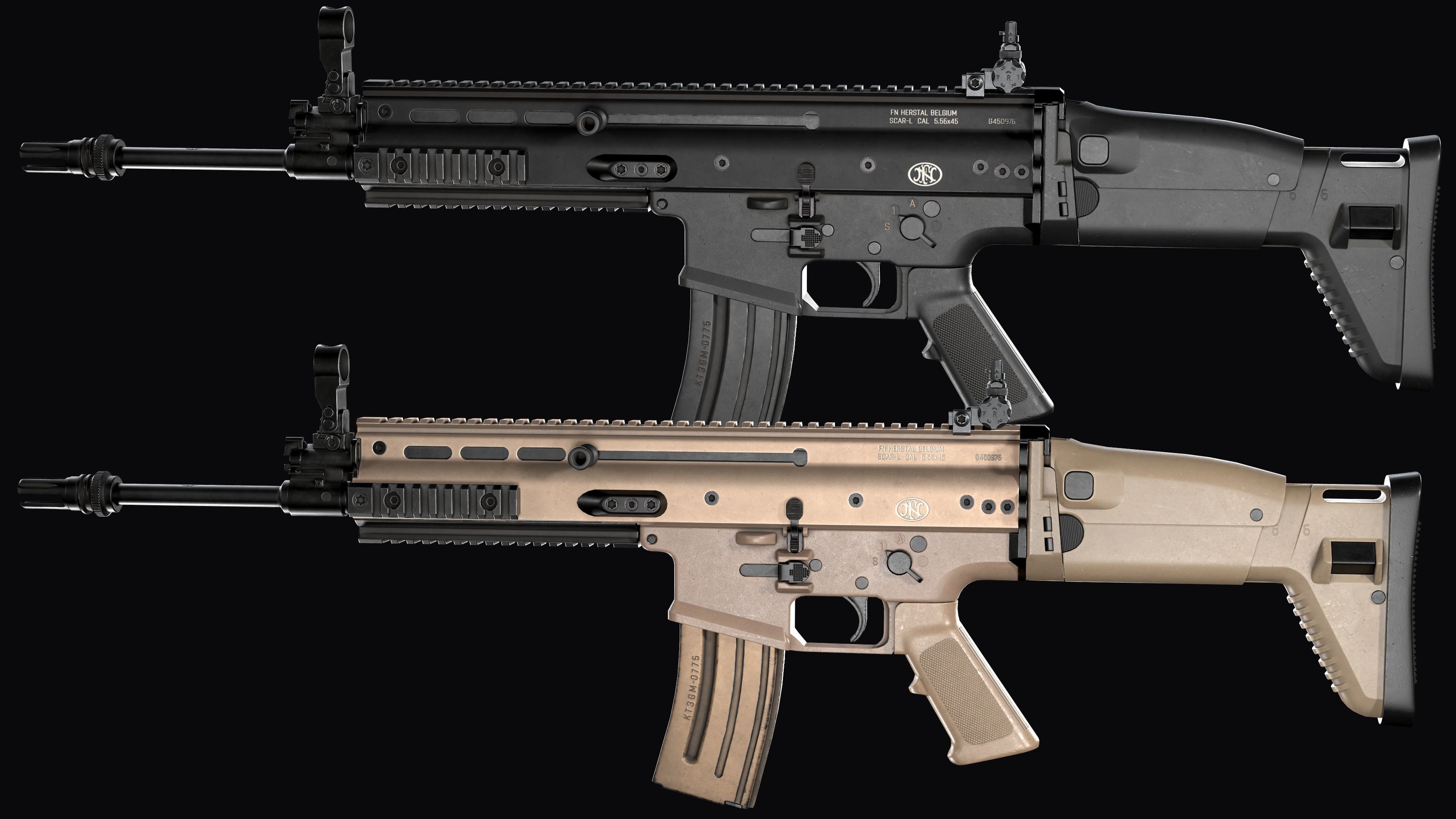 modular assault rifle FN SCAR-L mk 16 Low-poly 3D model_3